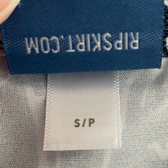 Rip Skirt Floral Polyester Spandex Wrap Skirt w Velcro Close Denim Blue White S - Picture 10 of 16